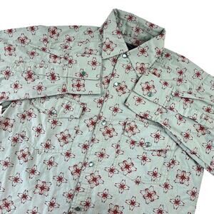 MBX Pearl Snap Western Men's Shirt Size Small Floral AOP Green red